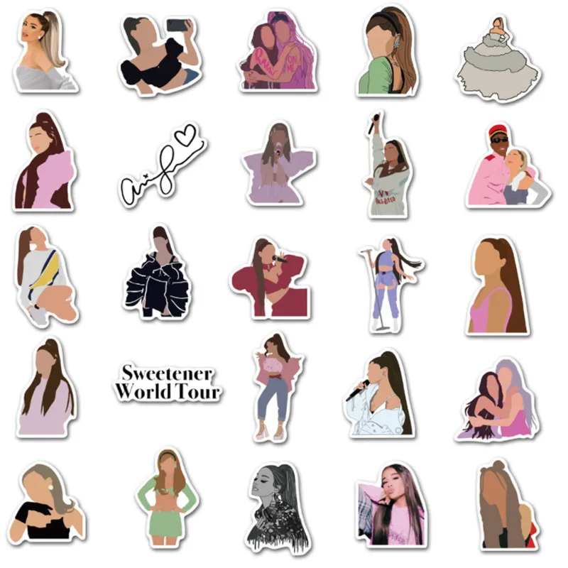 10/30/50pcs American Singer Ariana Grande Graffiti Stickers Crazy Fans Waterproof Skateboard Travel Suitcase Phone Laptop