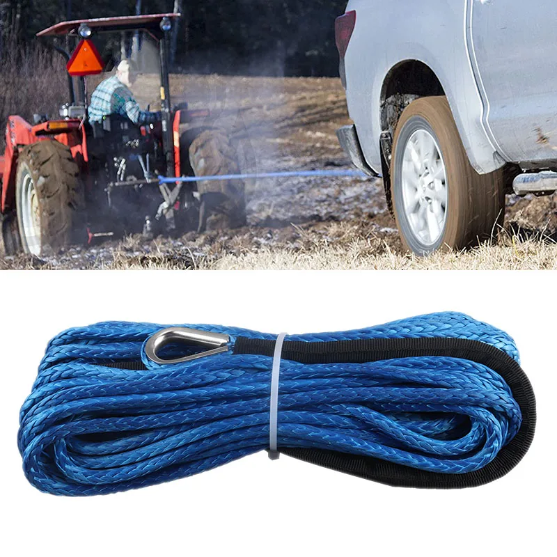 Synthetic Winch Rope with Rubber Stopper Snap Hook ATV Towing Shackle Ropes for Jeep Off road ATV UTV Truck Car Accessories