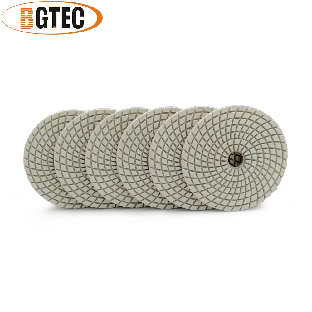 BGTEC 4 pollici 6pcs #1500 Professionale del diamante flessibile lucidatura pad Con 4 pollici M14 plastica backer granito, quarzo, molatura a disco