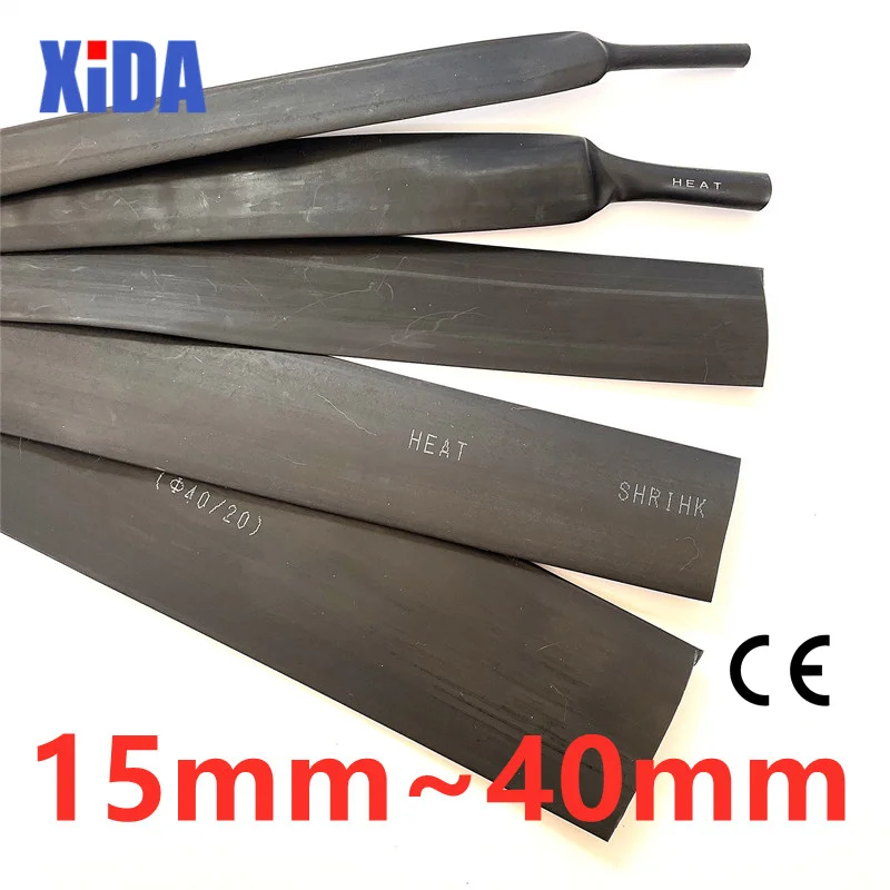 1Meter 2:1 Black Transparent 20/30/40mm Heat Shrink Tube Shrinkable Heatshrink Tubing Wire Sleeving Wrap Kits Sell Connector DIY