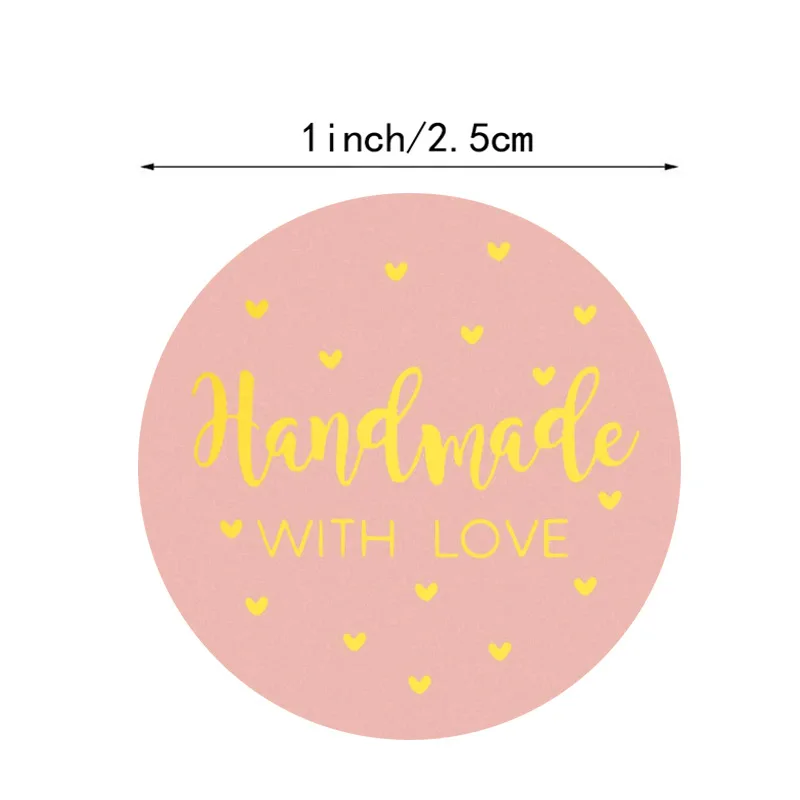 50pcs Round Pink Business Label Stickers Paper Cute Thank You Stickers for Baking Packaging Seal Labels Stationery Stickers