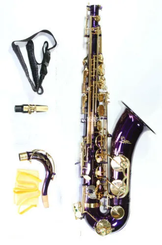 

New Brand Purple Tenor Saxophone Bb Tune Brass Gold Lacquer Musical instrument With Case Accessories Free Shipping