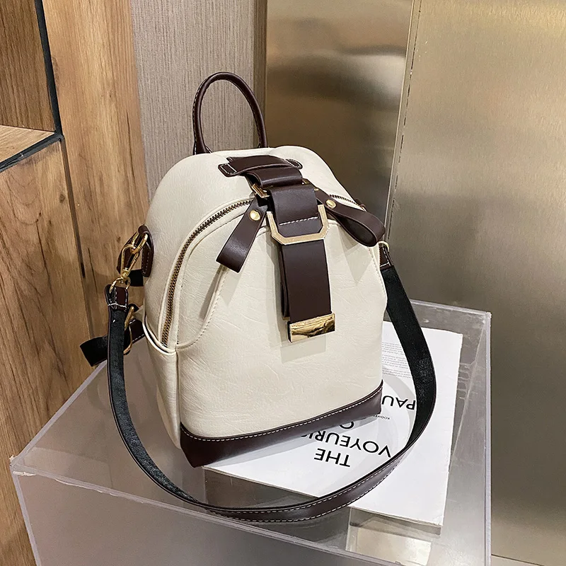 Fashion Women Leather Backpack Small PU School Bag Backpacks for Teenage Girls Vintage Double Shoulder Bags Mochila Feminina