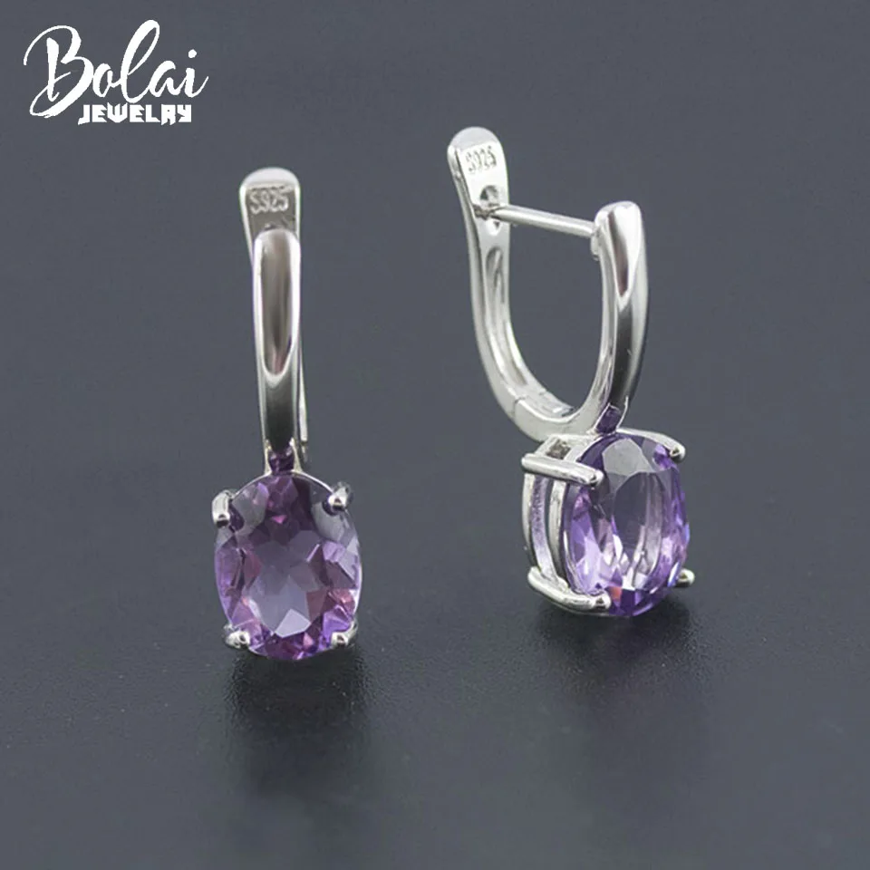 

Natural Amethyst dangle earrings 925 sterling silver oval 9*7mm purple gemstone fine jewelry for women birthday simple gift new