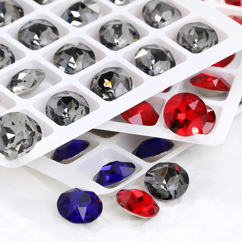 8mm/10mm/12mm 20Pcs Colorful Crystals Strass for Jewelry Making Glue On Beads Nail Art Decoration Rhinestone Gemstone Charms