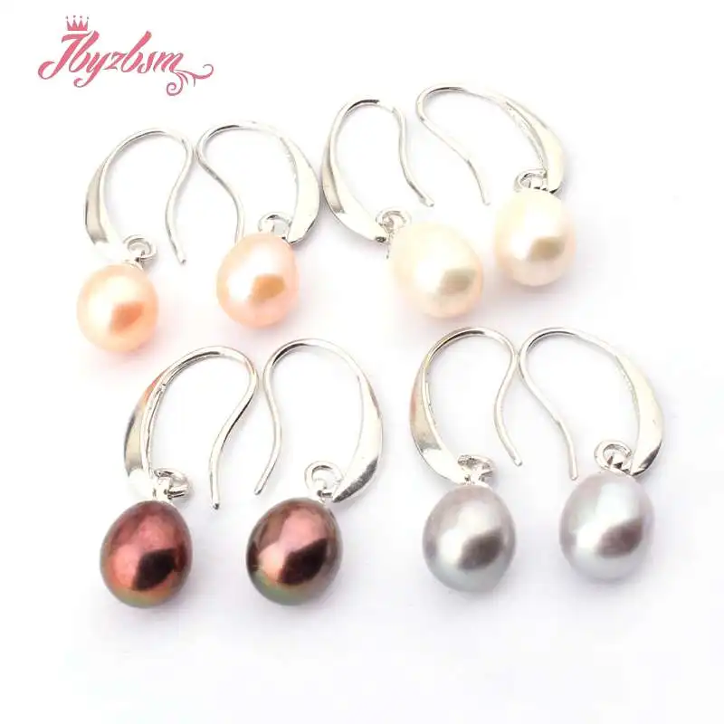 7x8-9x10mm Natural Oval Freshwater Pearl Exquisite Hoop Earring 1 Pair Women Wedding Party Anniversary XMAS New Year Gift