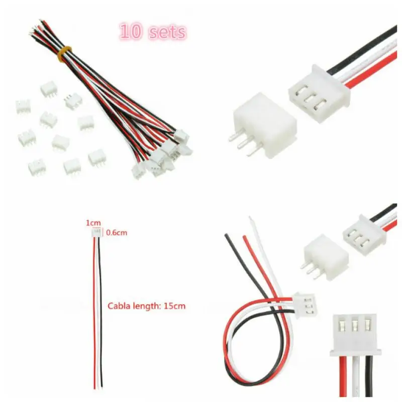 10 insiemi XH2.54-3P spina del connettore di Pin del connettore 3P del cavo del cavo con i cavi 24AWG 1007 dei cavi
