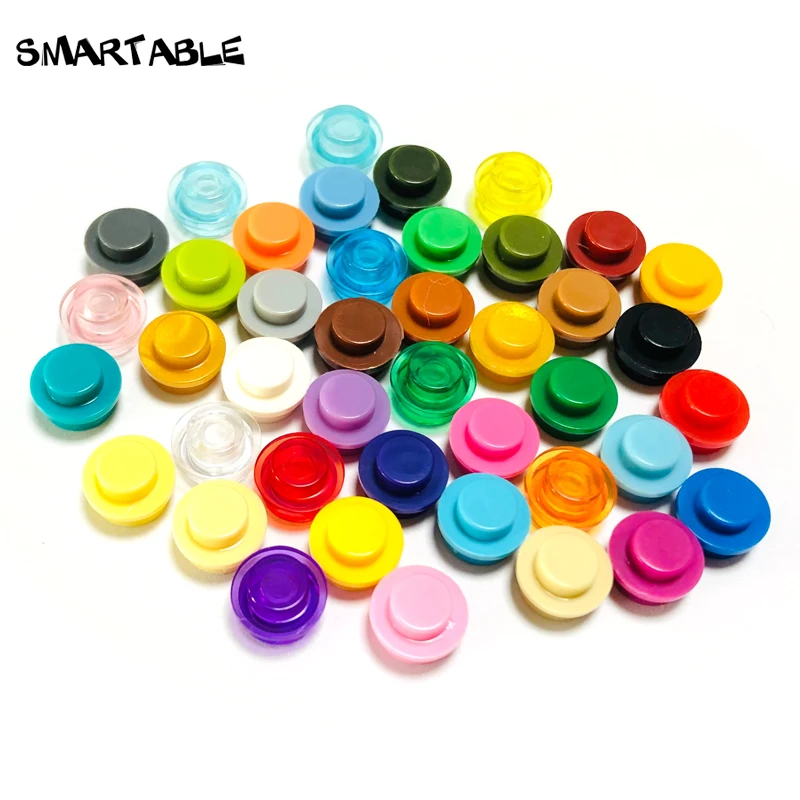 Smartable Plate 1x1 Round 41 Colors Building Block Parts Mosaic Toy For Kid Pixel Art Portrait Lights Compatible 6141 950pcs/lot