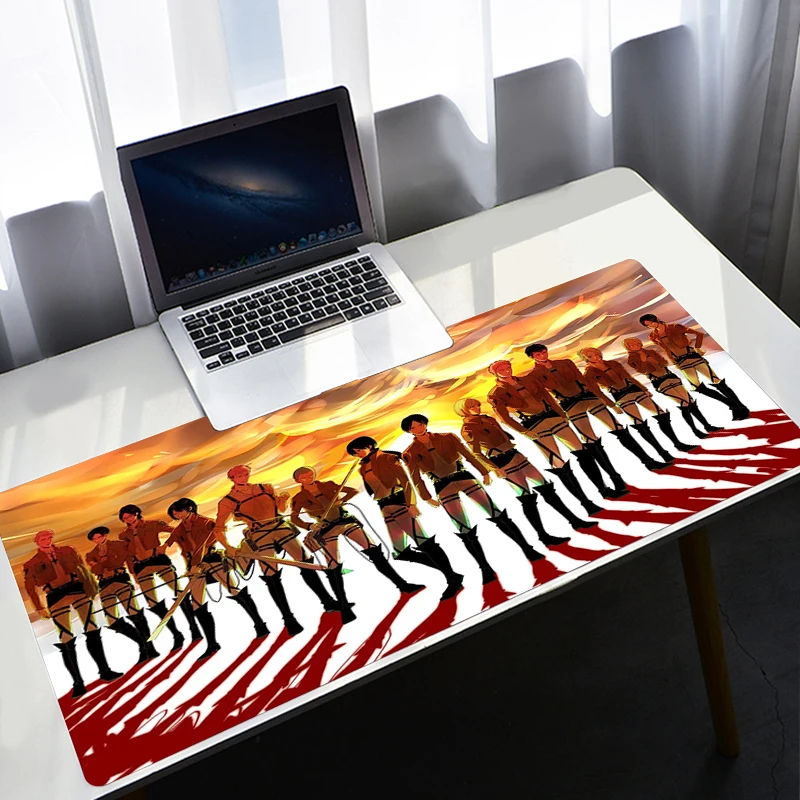 Attack On Titan Alas Mouse Besar 90X40 Aksesori Gaming Anti-selip Alas Meja Papan Ketik Gamer PC Karet Anime Karpet Alas Mouse