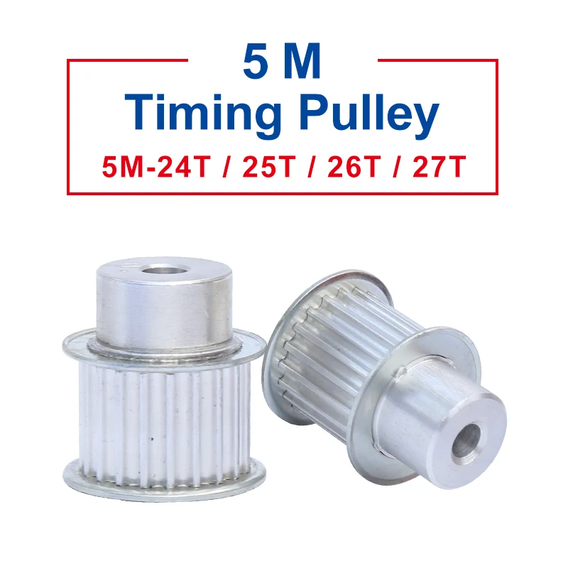 

Timing Pulley 5M-24T/25T/26T/27T Aluminum Material Belt Pulley Process Hole 8 mm Width 21/27mm For Width 20/25 mm Timing Belt