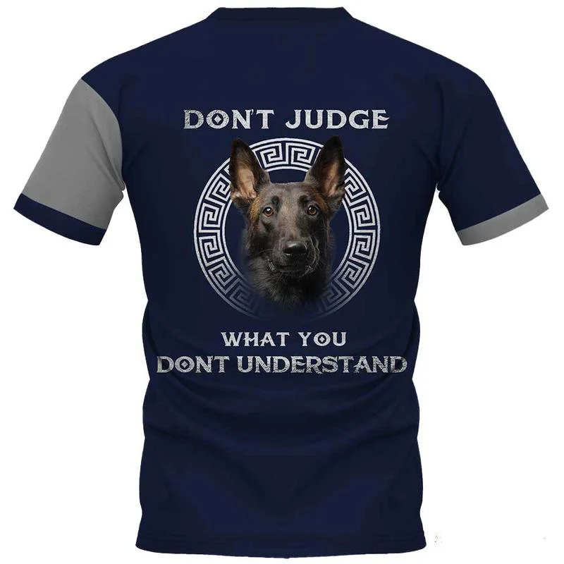 HX Men's T-shirt Animal Malinois Belgian Shepherd 3D Print Chest Dog Face Logo Tee Shirt Clothing Unisex Short Sleeve Tops