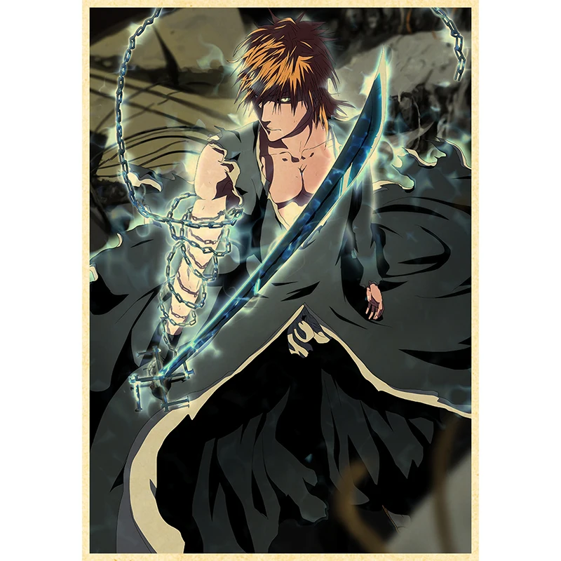 BLEACH Anime Poster, Kraft Paper Vintage Print 4K High Quality, Home Interior Decoration Picture Art Wall Sticker