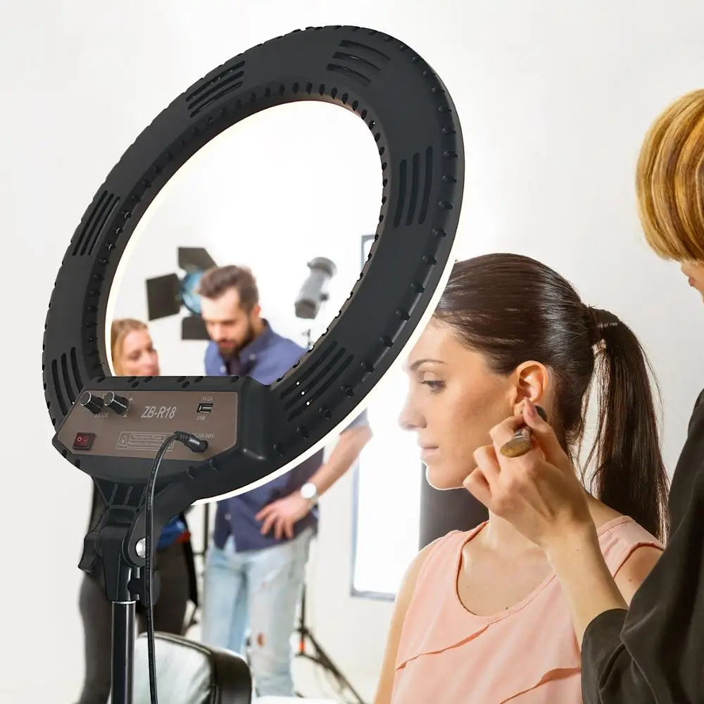 Fusitu 18 Inch Chụp Ảnh Chiếu Sáng Đèn Ring Led Bi-Màu Sắc Đầy Vòng Đèn Chân Máy Và USB Dành Cho Máy Ảnh điện Thoại Trang Điểm Youtube