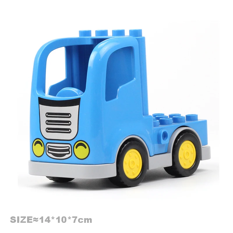 Big Building Blocks Trucks Vehicle Accessories Compatible Duploes Car Model Ambulance Bulldozer Education Toys For Children Gift