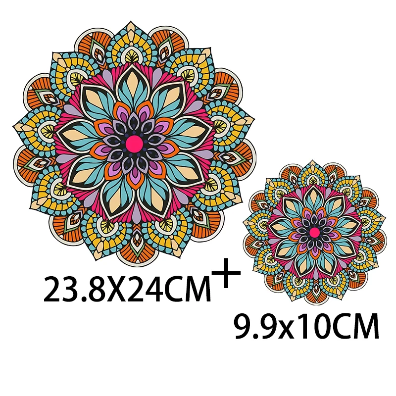 Iron on Patches Hand of Fatima Mandala Flowers Stripes Thermo Stickers on Clothes Heat Transfer Fusible Sticker Custom Patch