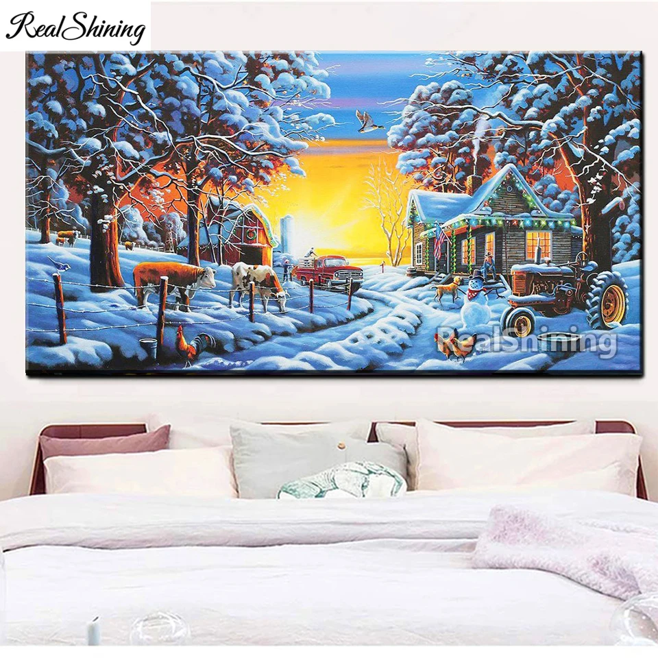 Snow Village Road large 5d diy diamond painting full square/round rhinestone embroidery mosaic picture home decoration T1030