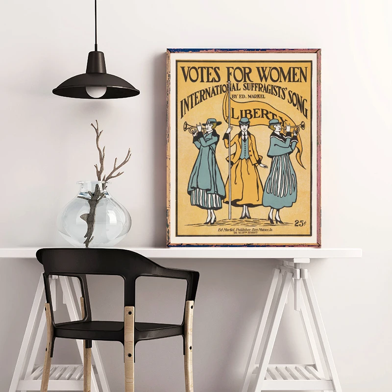 Votes for Women Vintage Feminist Canvas Wall Art Poster - Girls Bedroom Decor Feminist Gift Woman Sheet Music Booklet