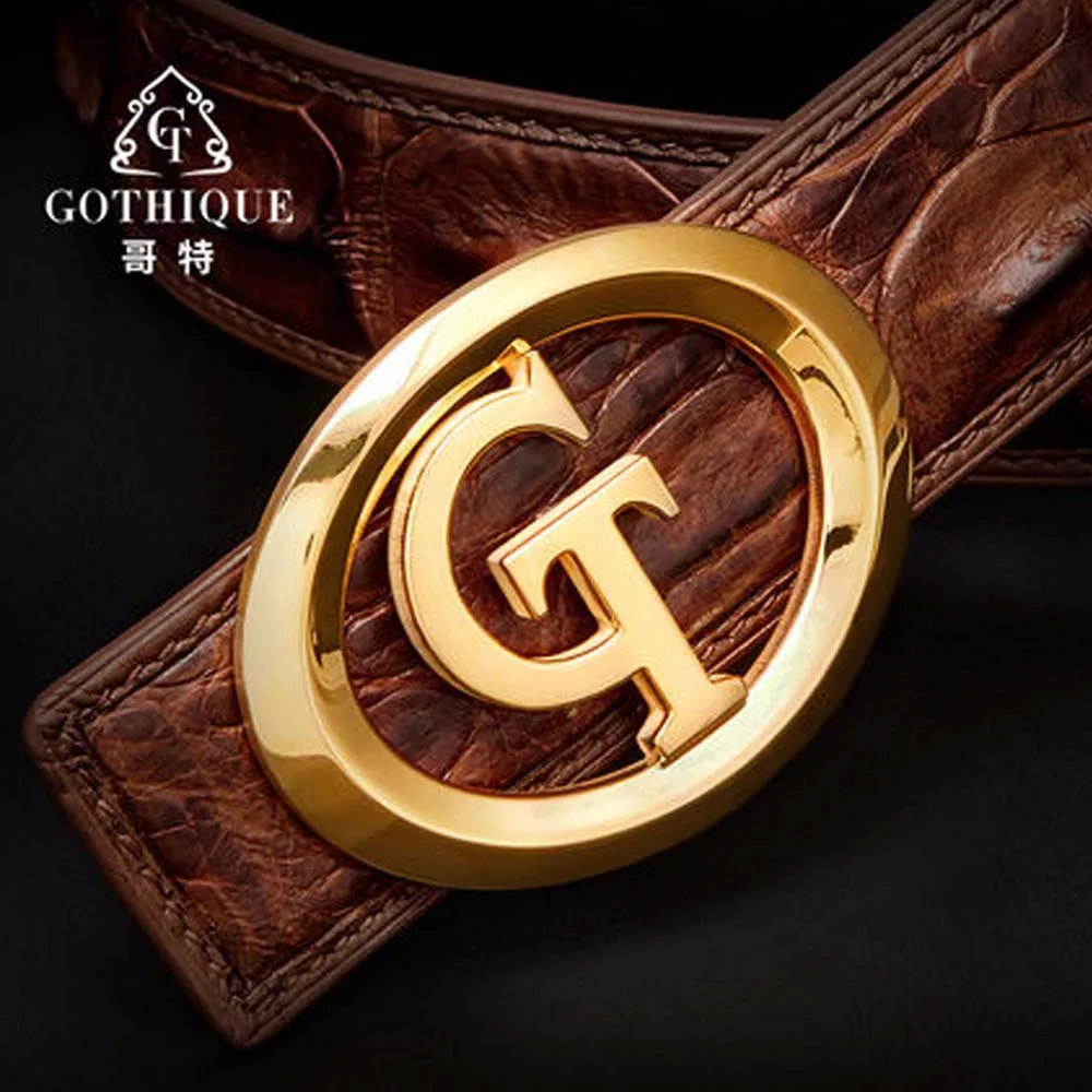 gete crocodile Belt  male crocodile Smooth buckle  business