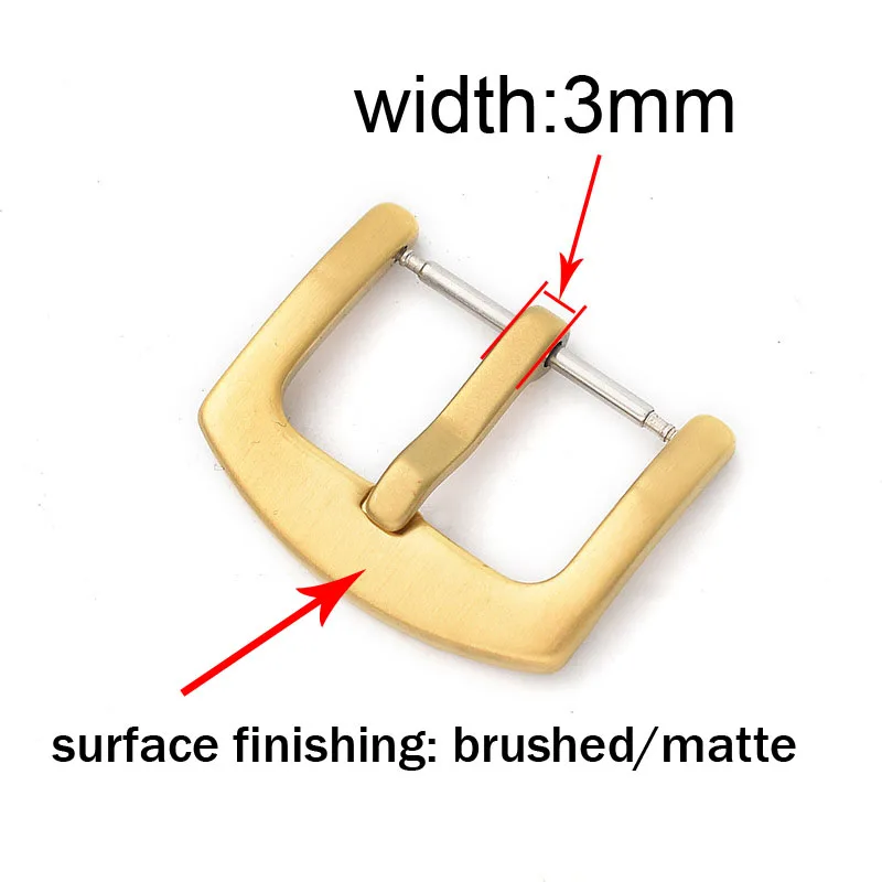 Brushed Matte Stainless Steel Watch Pin Buckle 16mm 18mm 20mm 22mm 24mm Silver Gold Black Leather Watch Band Strap Clasp
