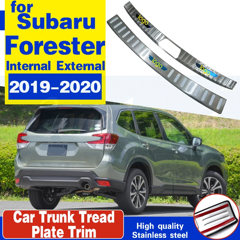 

stainless steel car Rear Bumper Protector Sill Scuff Plate internal external for Subaru Forester 2019 2020 Car Styling