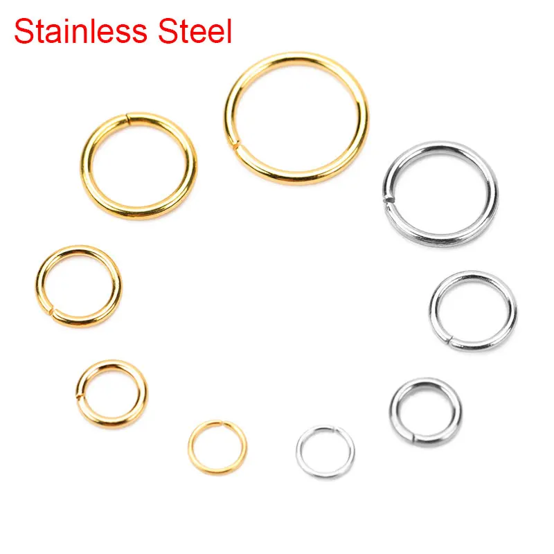 50 100pcs Stainless Steel Open Jump Rings 4 5 6 8 10 mm Golden Color Split Rings Connectors For Necklace Jewelry Making Supplies