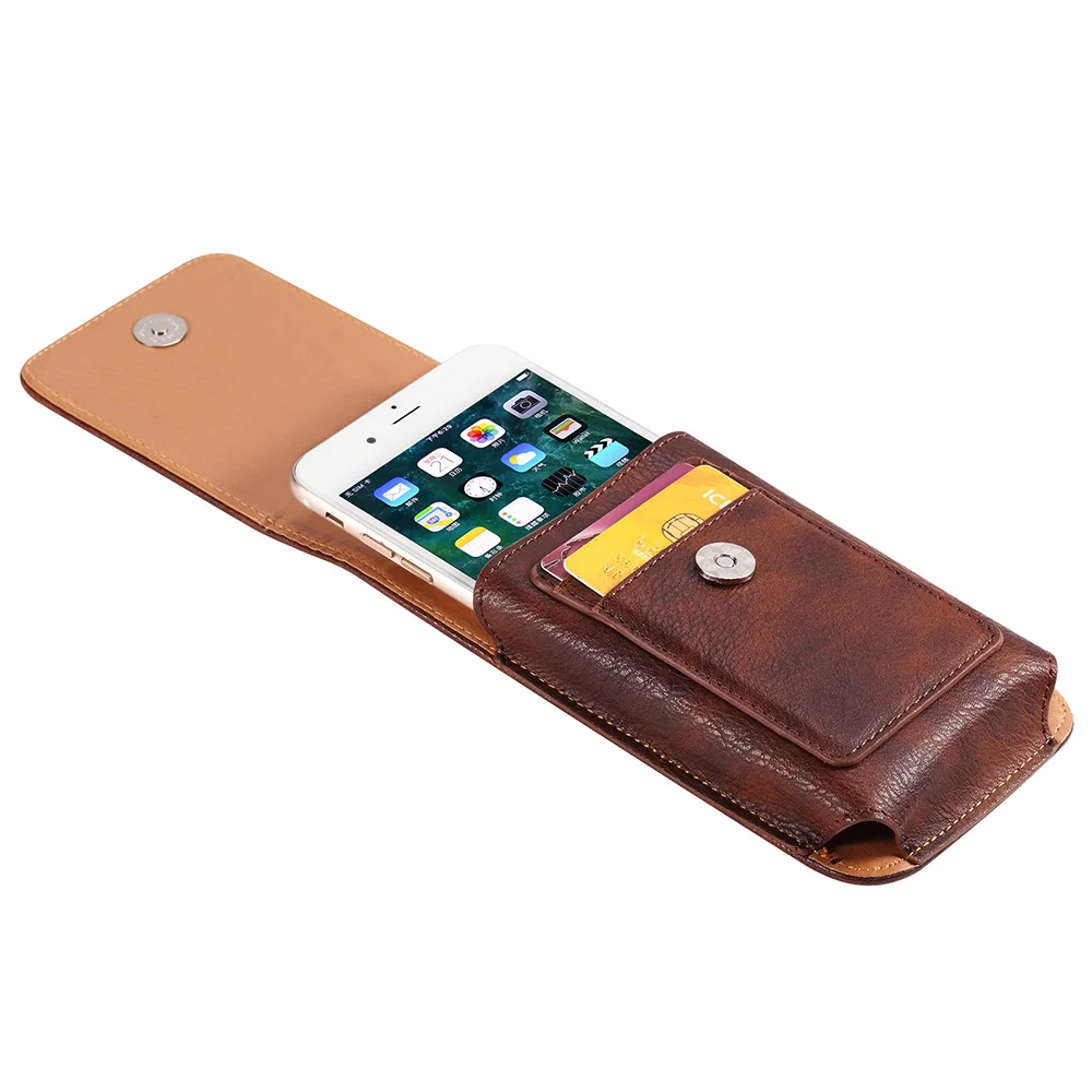 Universal Leather Case for iPhone Samsung Huawei Xiaomi Mens Waist Pack Belt Clip Bag for 3.5-6.3\