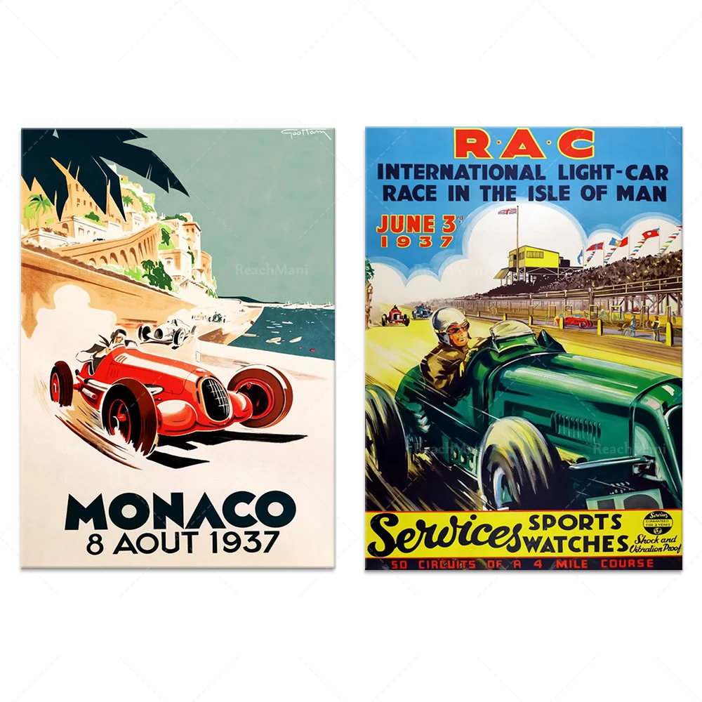 Vintage Monaco 8 August 1937 Poster | Retro Auto Racing | Auto sport print