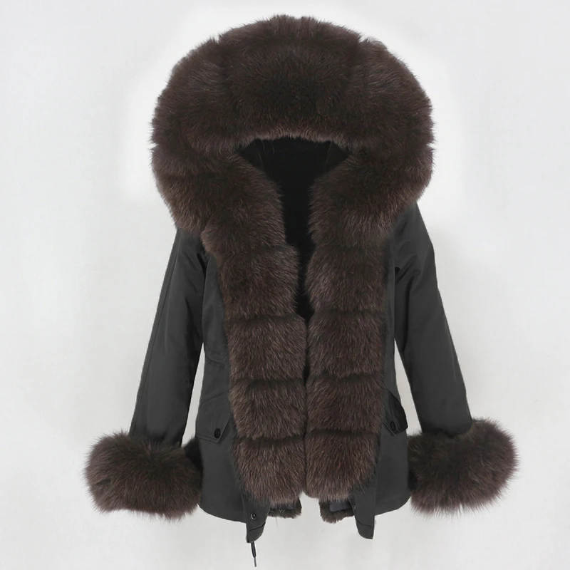 MENINA BONITA New 2022 Waterproof Short Parka Winter Jacket Women Real Fur Coat Natural Fox Fur Collar Hood Warm Detachable