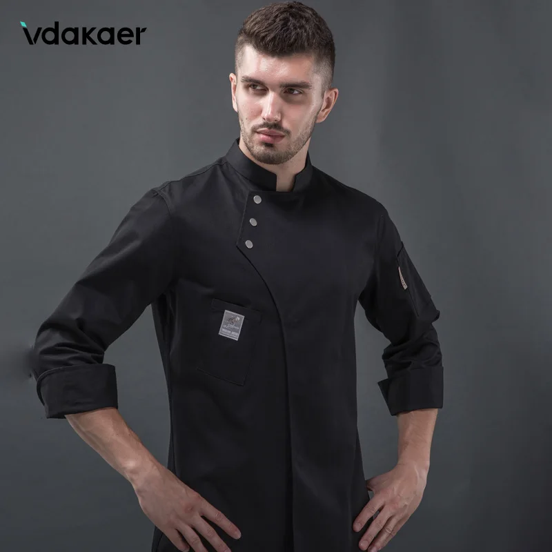 Ropa de Chef de manga larga para restaurante, abrigo de Chef de cocina, chaquetas de trabajo de camarero, uniforme profesional, traje de mono