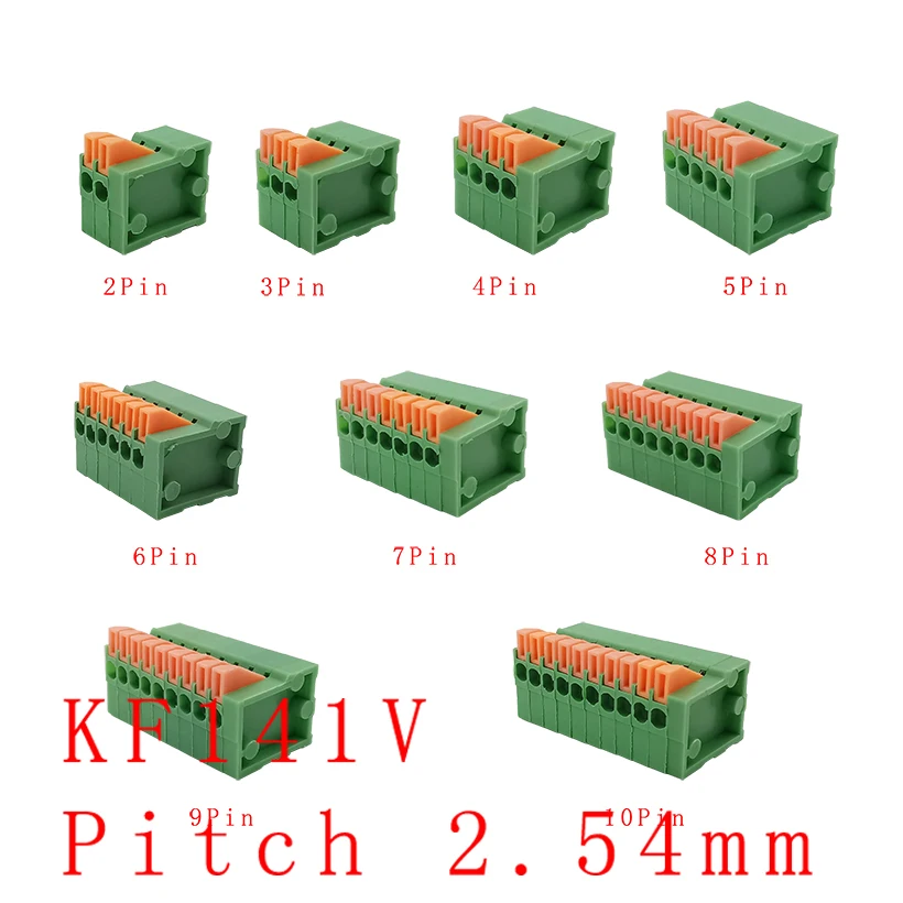 10Pcs Pitch 2.54mm KF141R KF141V PCB Terminal Block Connector Right Angle /Straight Terminals 2P/3P/4P/5P/6P/7P/8P/9P/10 Pin