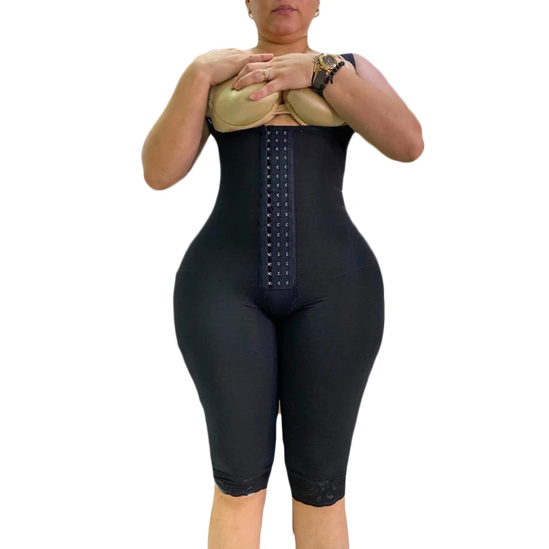 Women Colombian Body Shaper Shapewear Knee Length High Compression Girdle For Daily Or Postpartum Use Slimming Flat Belly Sheath