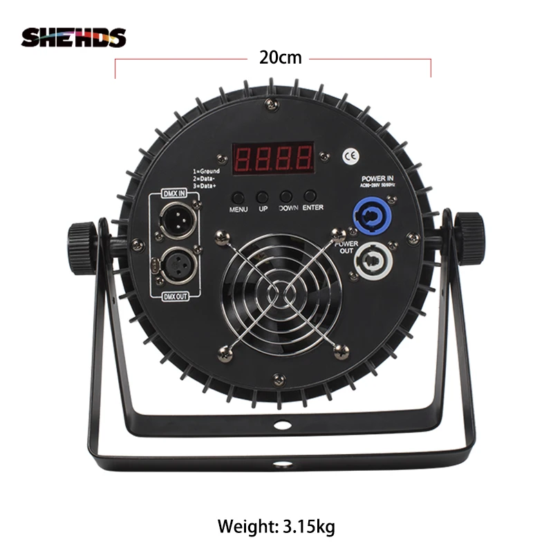 SHEHDS aleación de aluminio LED Par plano 18x1 2W /18x18W RGBWA luz UV inalámbrica DMX 512 con estuche de lucha para proyector de Fiesta Disco DJ