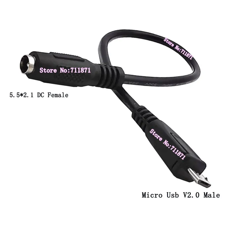 5.5mm x 2.1mm Female Micro Usb V2.0 Male Power Cord Cable Line 5.5 2.1 DC Micro Usb V8 Power Line cable wire Micro Usb to DC