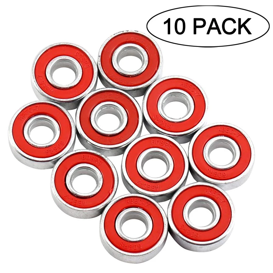 608RS 3D Printer Parts 608-2RS ABEC-5 8mm x 22mm x7mm Red Black Double Rubber Sealing Cover Deep Groove Ball Bearing 8*22*7 mm