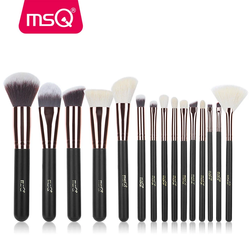 MSQ 6-27PCS Rose Gold Makeup Brushes Set Powder Foundation Eyeshadow Liner Blusher Make Up Brush Kits Natural & Synthetic Hair