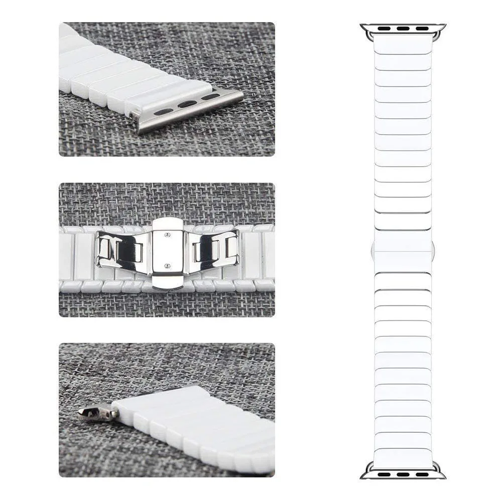 White Ceramic Strap for Apple Watch SE Band 38mm 42mm 44mm 40mm Bracelet Replacement for iWatch 6/5/4/SE/3 Wristband Luxury