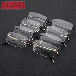 Men Eyeglasses Titanium Rimless for Women Light Pure Weight Flexible Glasses Frames
