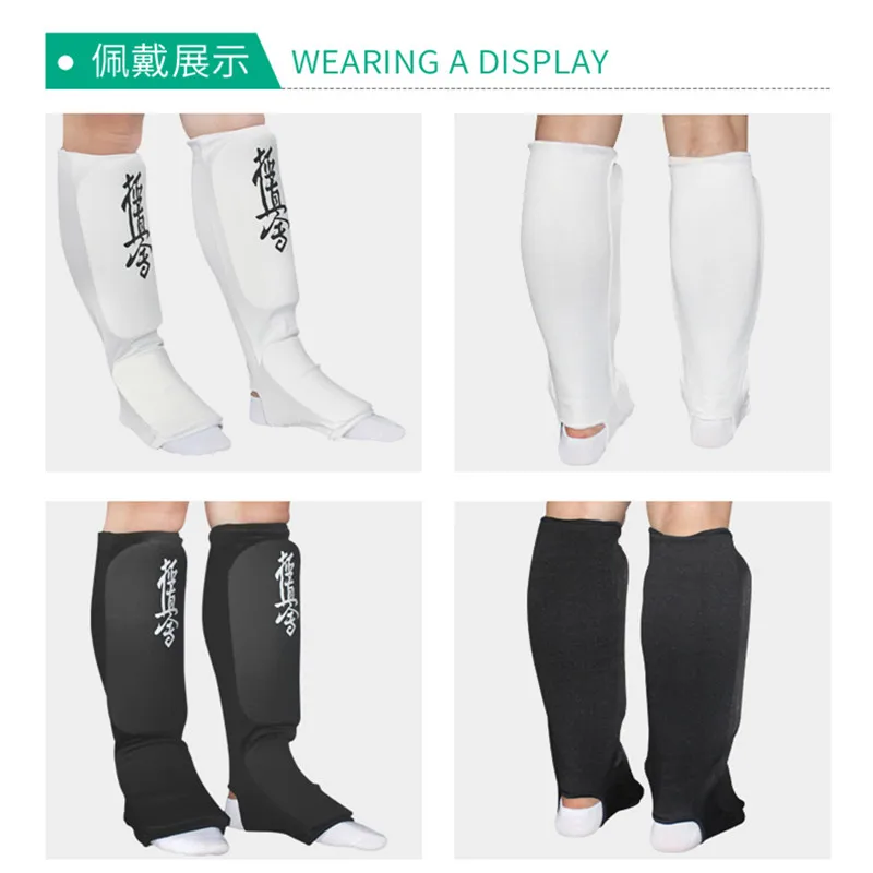 Kyokushin Karate Cotton Shin Guards JKA MMA Instep Protectors Foot Protection TKD Kickboxing Pad Muaythai Training Leg Support