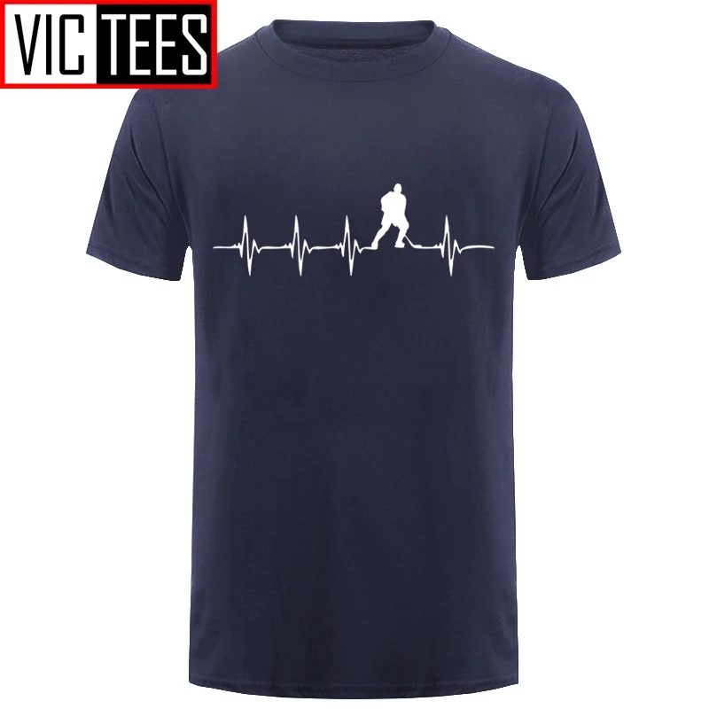 Men Fashion T Shirt Heartbeat Ice Hockeyer Hobby Sportser Custom Design Shirts