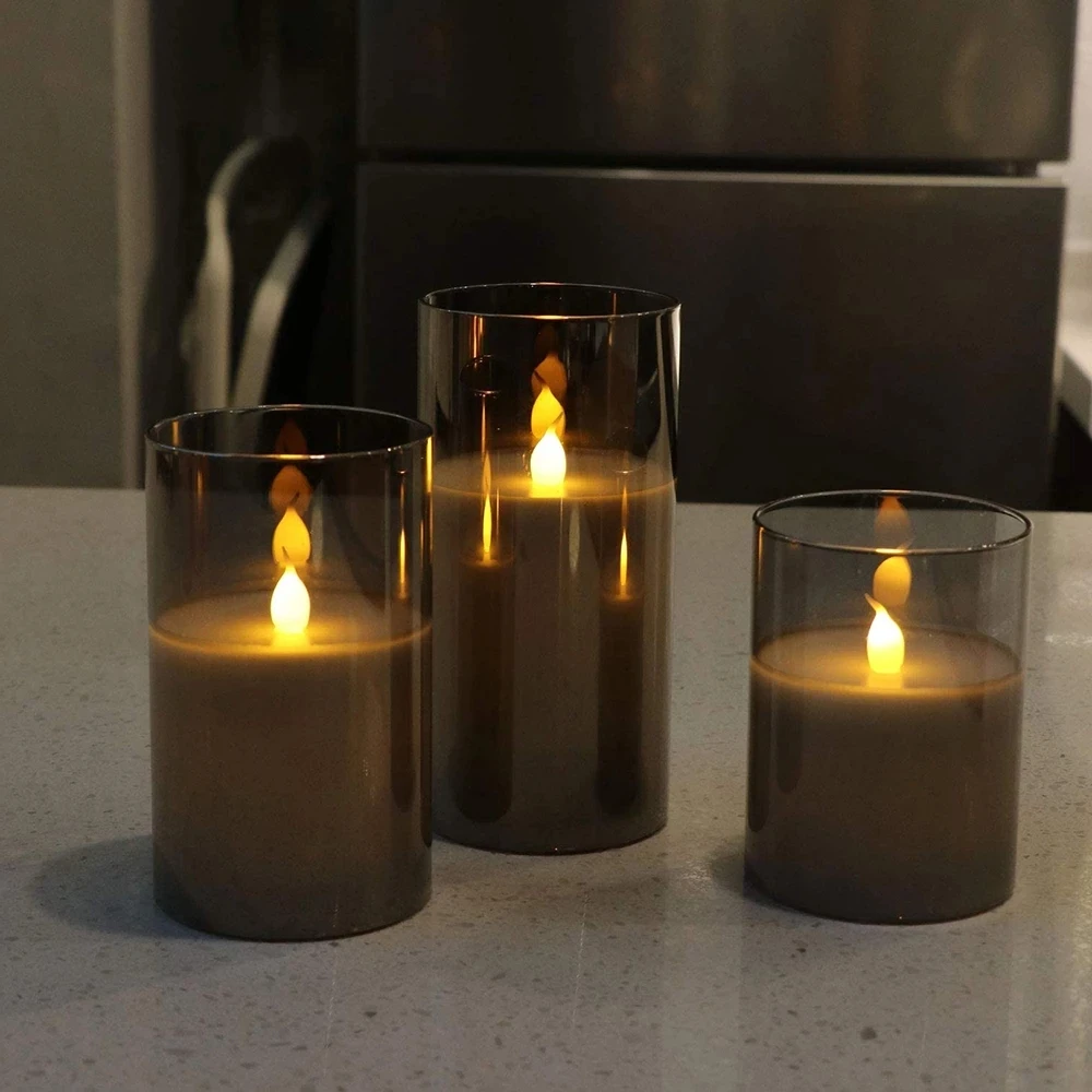 3pcs LED Candles Light Tealight Romantic Vintage Candles Lamp Electronic Votive Flameless Halloween Home Decoration Accessories