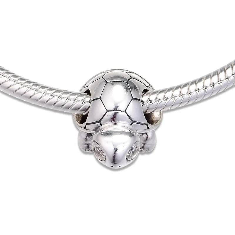 New 925 Sterling Silver Charms Pave Stones Eyes Turtle Crystal Beads Fit Charm Bracelet Femme DIY Charm Beads for Jewelry Making