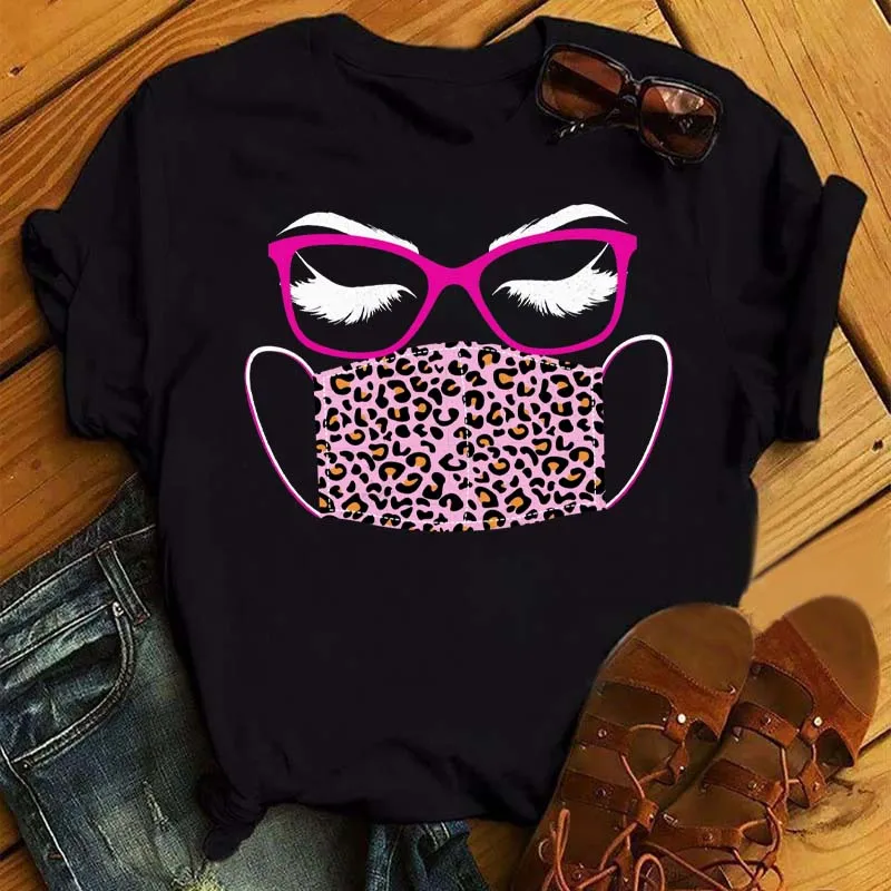 Maycaur Fashion Graphic Women Tops Eyelashes Print Kawaii Lashes Women T Shirt Tee Funny Makeup Aesthetic Shirt Camisas Mujer