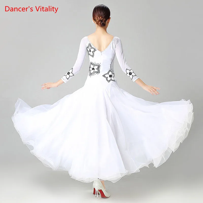 National Standard Dance Performance Clothing Female Adult Dress New Waltz Costume Big Swing Skirt Exercise Clothes Diamond