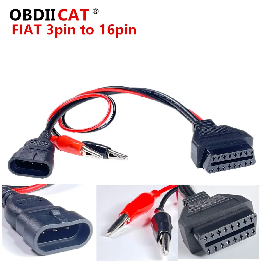 OBDIICAT For Fi--at 3pin Lan--cia 3 Pin OBD2 OBD 16 Pin Tool Adapter Cable