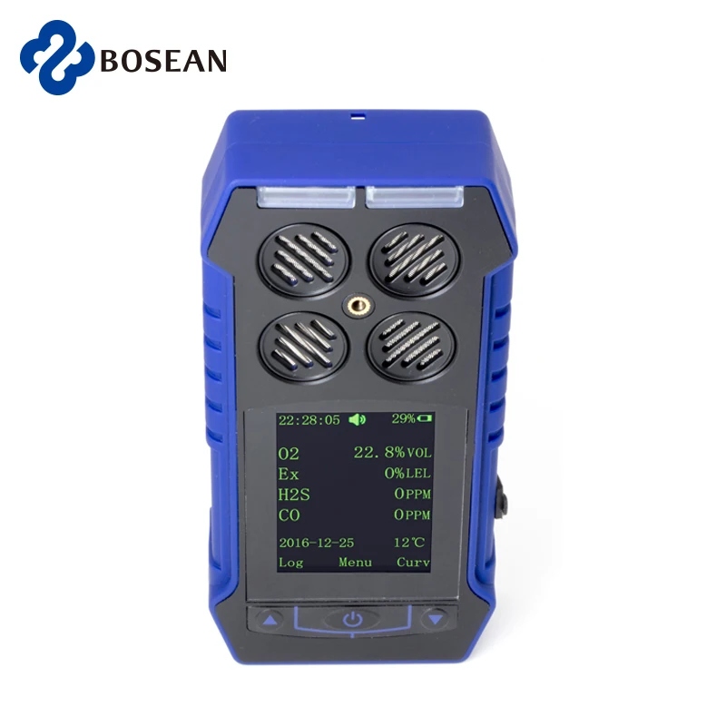 Portable 4 in 1 Gas Detector O2 EX  H2S CO Four Alarm methods three-proof Connect with computer Store Data Alarm detector