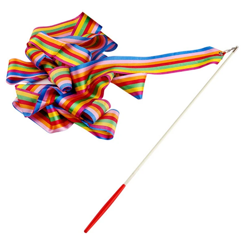 Hot Colorful ginnastica nastri giocattolo bambini miglior regalo Outdoor Hyun Dance Band 4 metri Bauble Art Ballet Twirling Stick