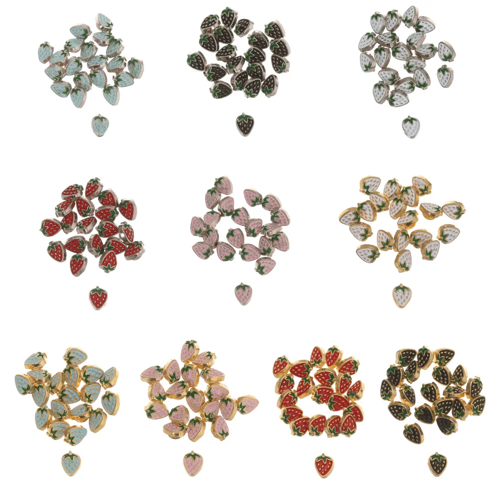 20Pcs 5/6mm Metal Strawberry Buckles Mini Button Buckle Craft button Dollhouse Miniature 1/6 Doll Clothing Sewing Accessories