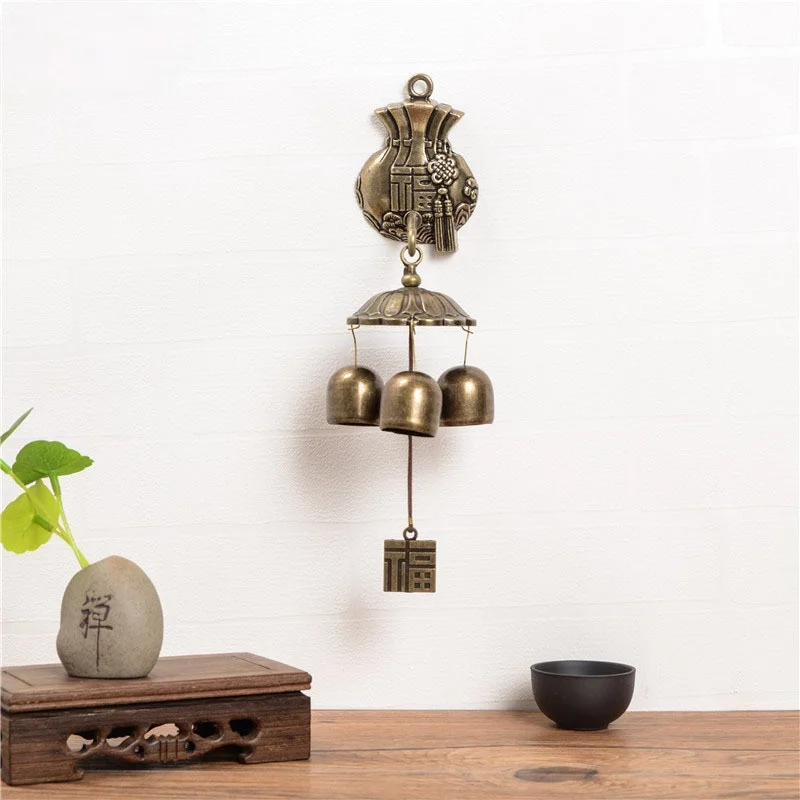 Lucky Bag Bronze Wind Chime Home Decoration Wall Hanging Decoration Retro Self-priming Doorbell Holiday Creative Gift