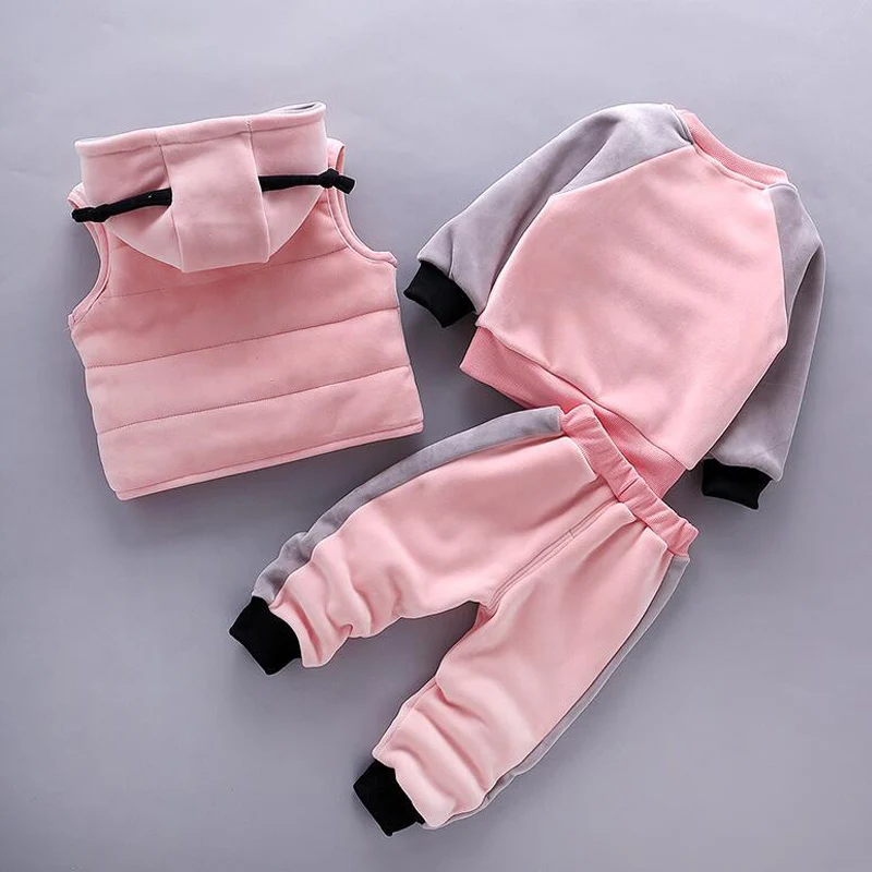 2020 inverno 3pcs Bambini Ispessimento Della Maglia Con Cappuccio Maglione di Sport della Mutanda Vestiti Del Bambino Ragazzi E Le Ragazze Calde Del