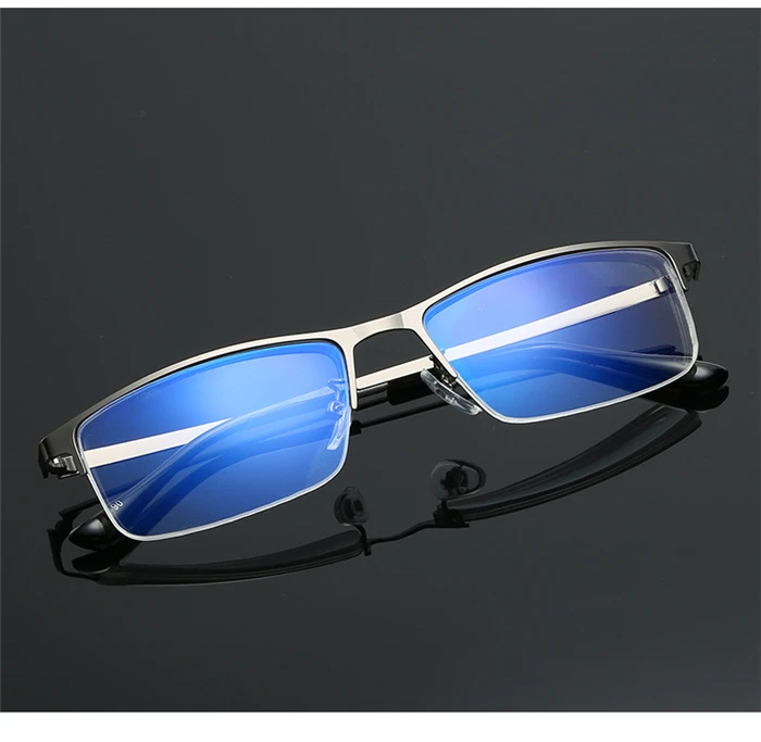 Halber Rahmen blauer Film Anti-Blaulicht kurzsichtige Brille Harz Linse Quadrat kurzsichtige Brille Frau Männer-1,0-1,5 bis-4,0 – Detail 4